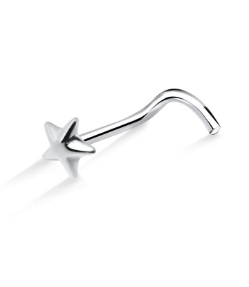 Solid Star Shaped Silver Curved Nose Stud NSKB-143